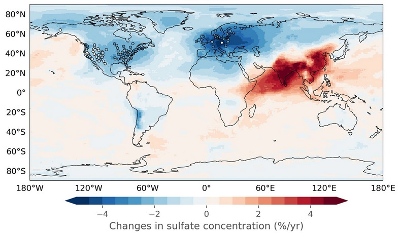 Changes in sulfate (generated from industrial activity)