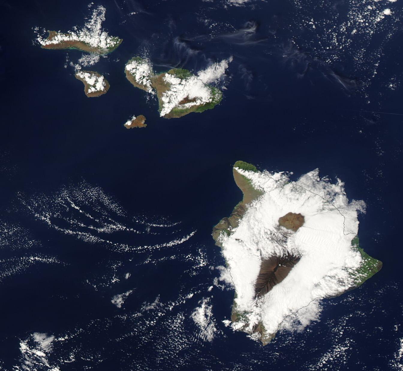 The main islands of Hawai'i covered in clouds