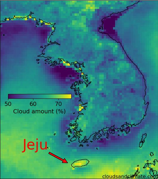 A map of cloud over the Korean Peninsular