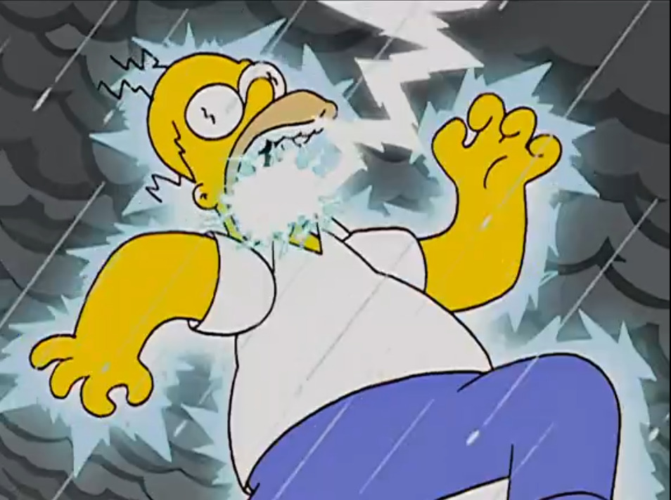 Homer is struck by lightning