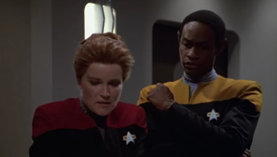 Janeway and Tuvok discuss the planet