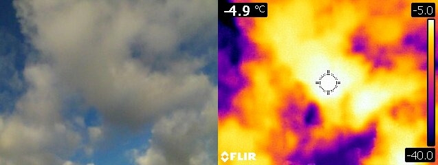 Visible and thermal images of a cloud