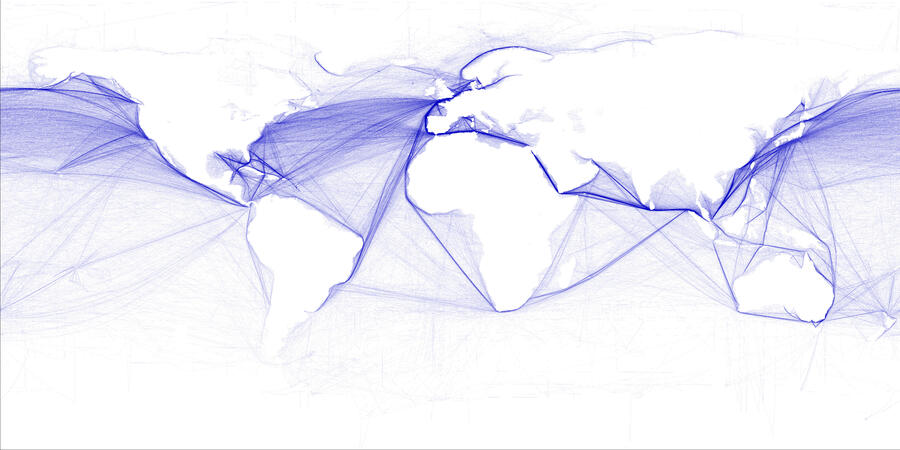 Global map of shipping routes