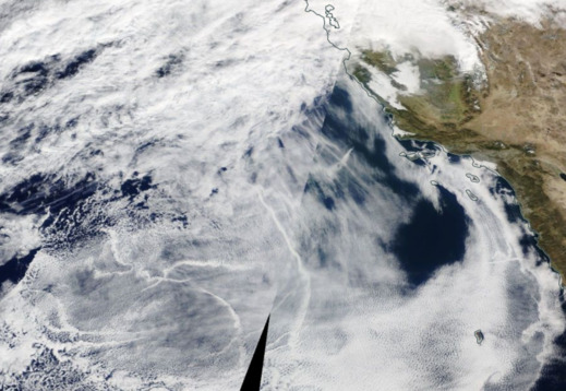 Image of shiptracks off the US west coast