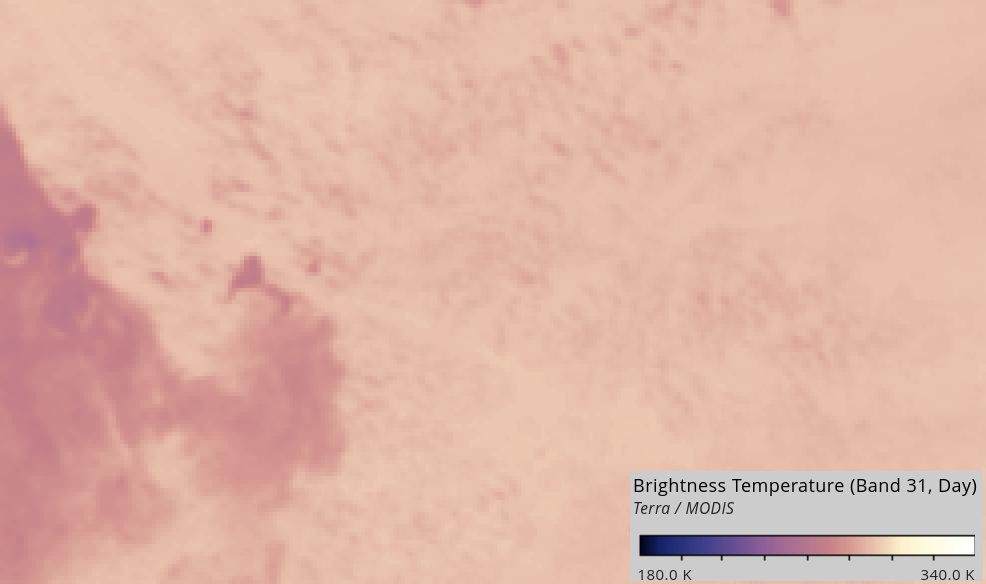 A MODIS image of cloud over the Congo region, with less cloud over the river