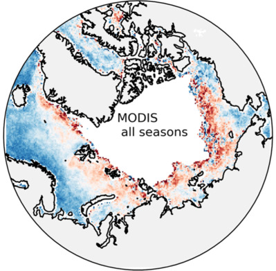 Map of the LWP sensitivity to Nd in the Arctic